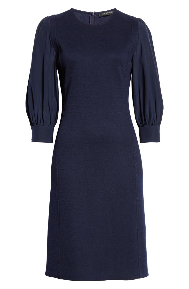 St. John Collection Duo Milano Knit Mixed Media Dress, Alternate, color, 