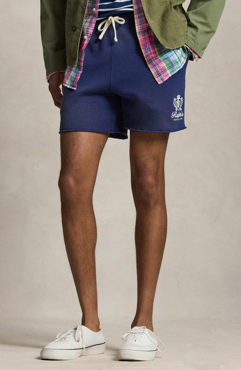 Polo Ralph Lauren Relaxed Fit Embroidered Fleece Shorts, Alternate, color, Dark Cobalt