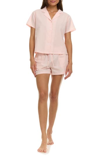 Flora By Flora Nikrooz Serena Cotton Seersucker Short Pajamas In Pink