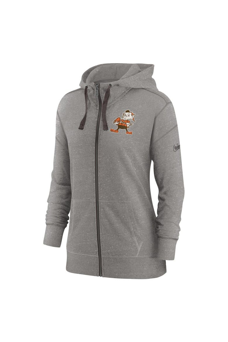 Women's Nike Heather Charcoal Cleveland Browns Gym Vintage Full-Zip Hoodie, Alternate, color, Heather Charcoal