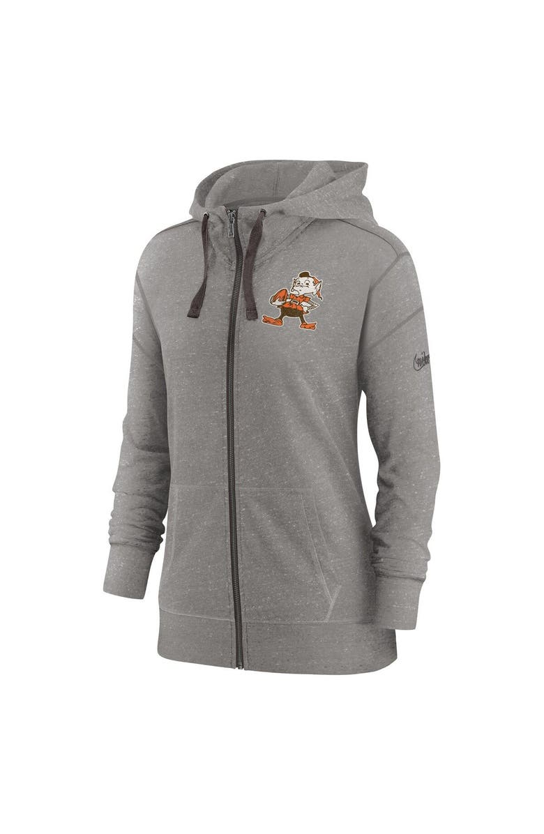 Nike Women's Nike Heather Charcoal Cleveland Browns Gym Vintage Full-Zip Hoodie, Alternate, color, Heather Charcoal