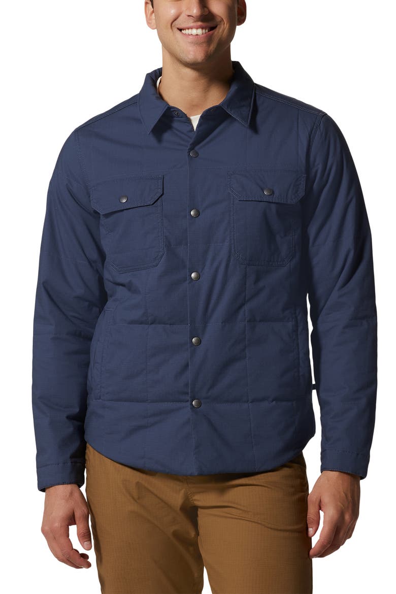 Insulated Ripstop Shacket, Main, color, DARK STORM