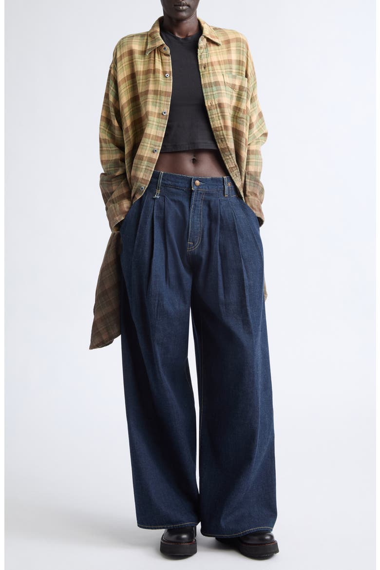 Draped Front Ombre Plaid Shirt, Alternate, color, KHAKI TO BROWN OMBRE PLAID