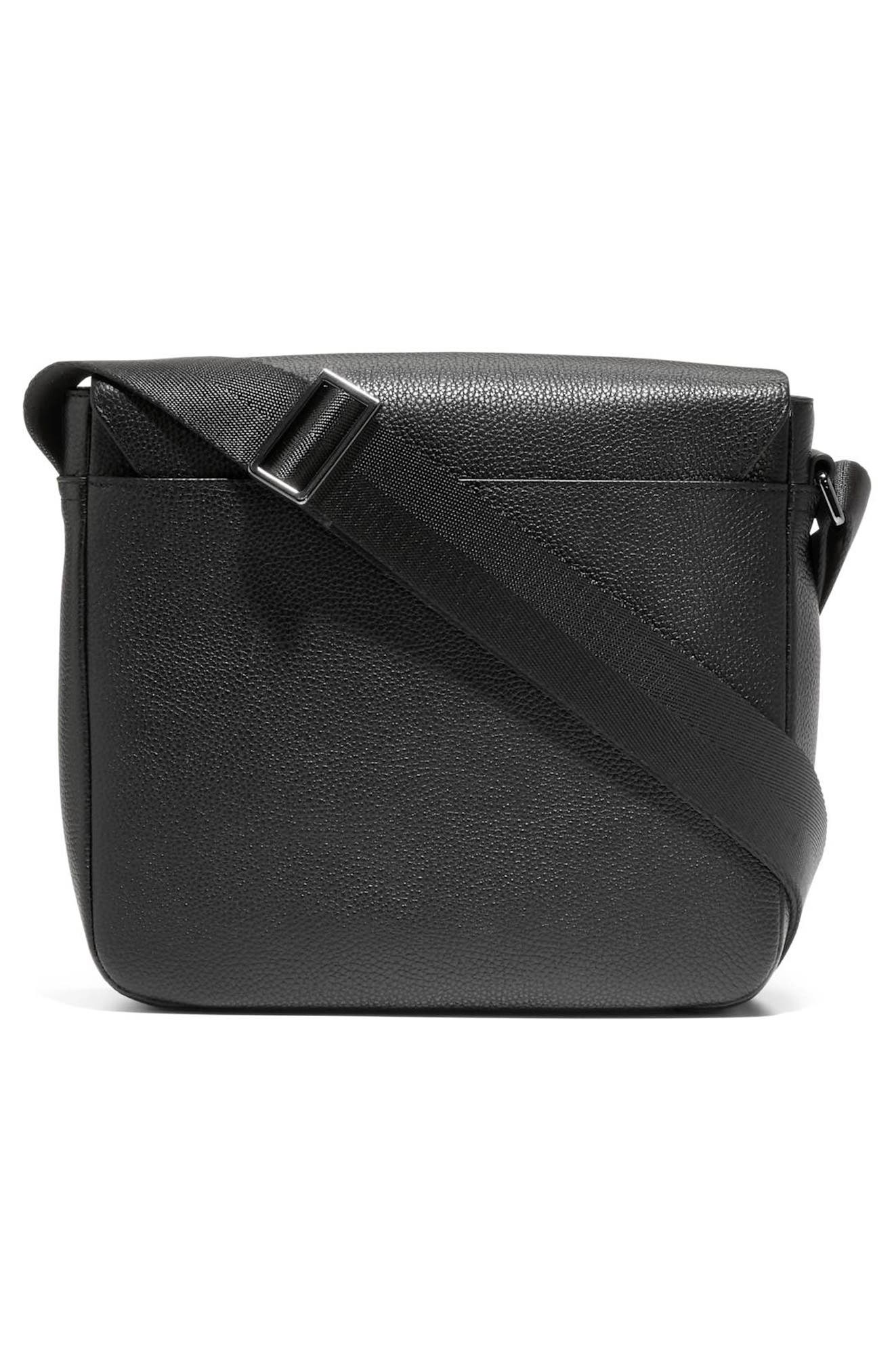 Cole Haan Small Triboro Leather Messenger Bag, Alternate, color, Black