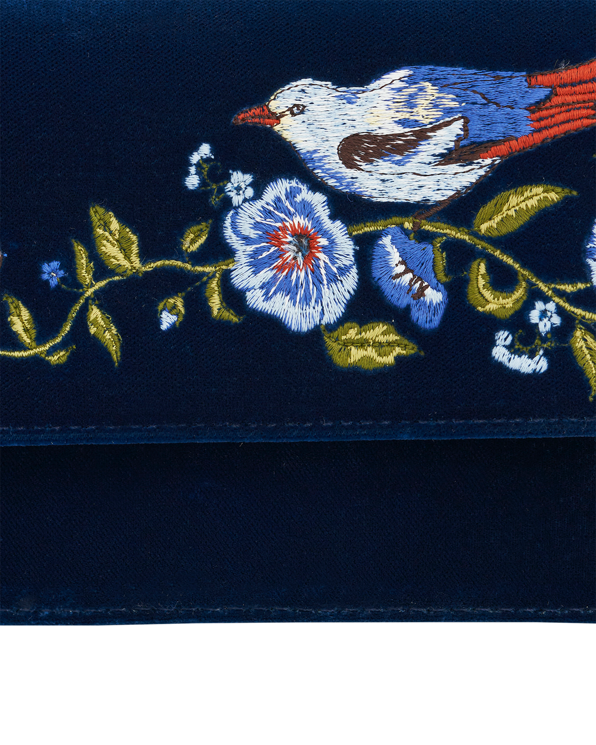 Sophia Nightingale Embroidered Velvet Clutch, Alternate, color, Navy