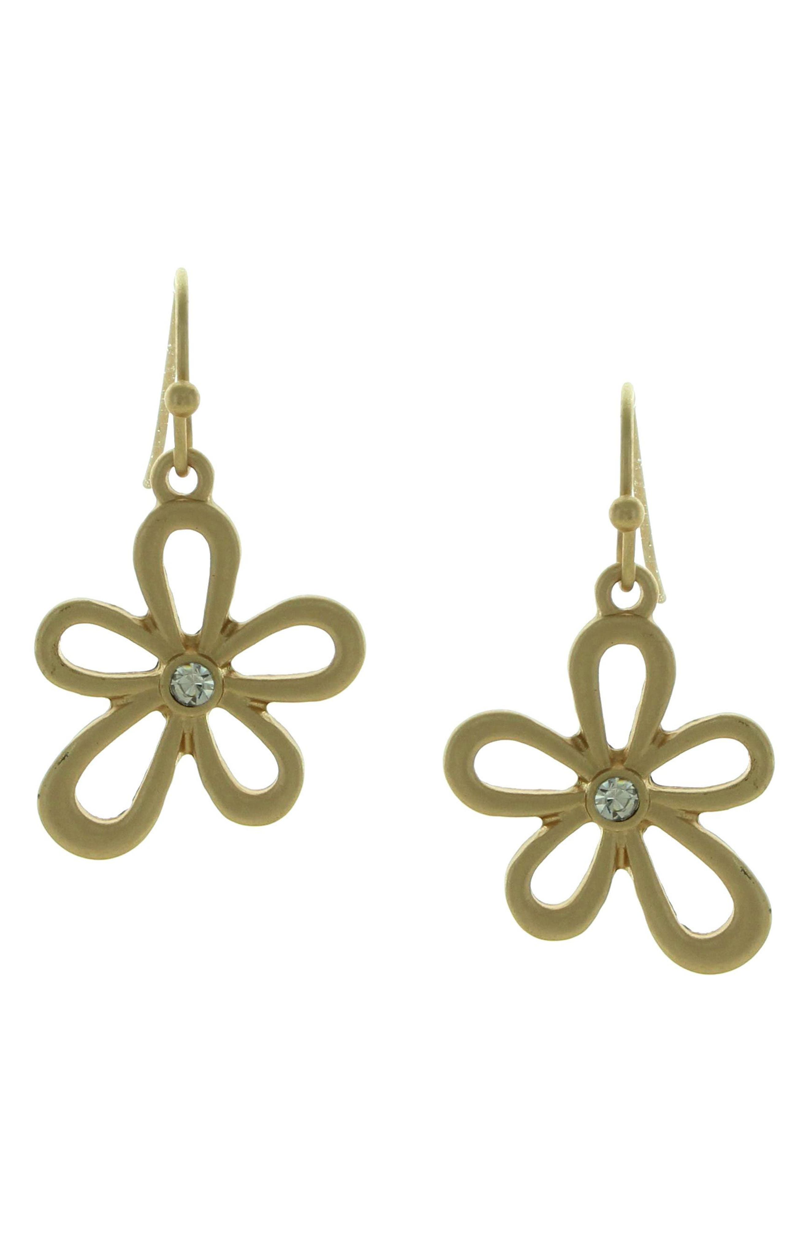 OLIVIA WELLES Crystal Flower Drop Earrings