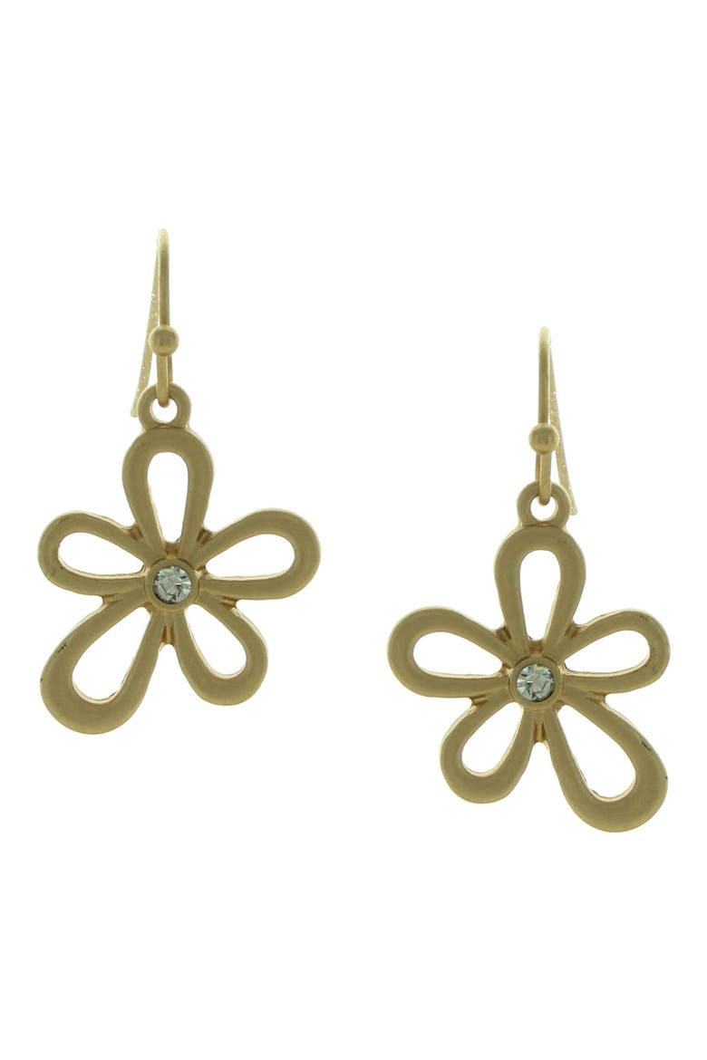 Crystal Flower Drop Earrings, Main, color, GOLD / CLEAR