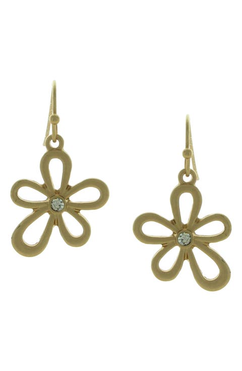 Crystal Flower Drop Earrings