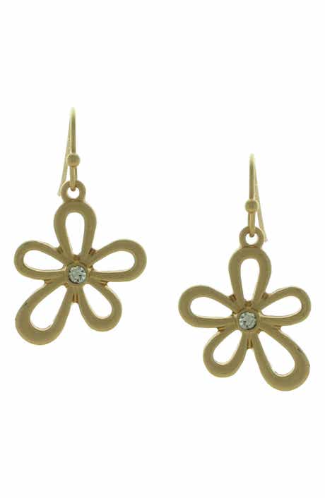 OLIVIA WELLES Crystal Flower Drop Earrings