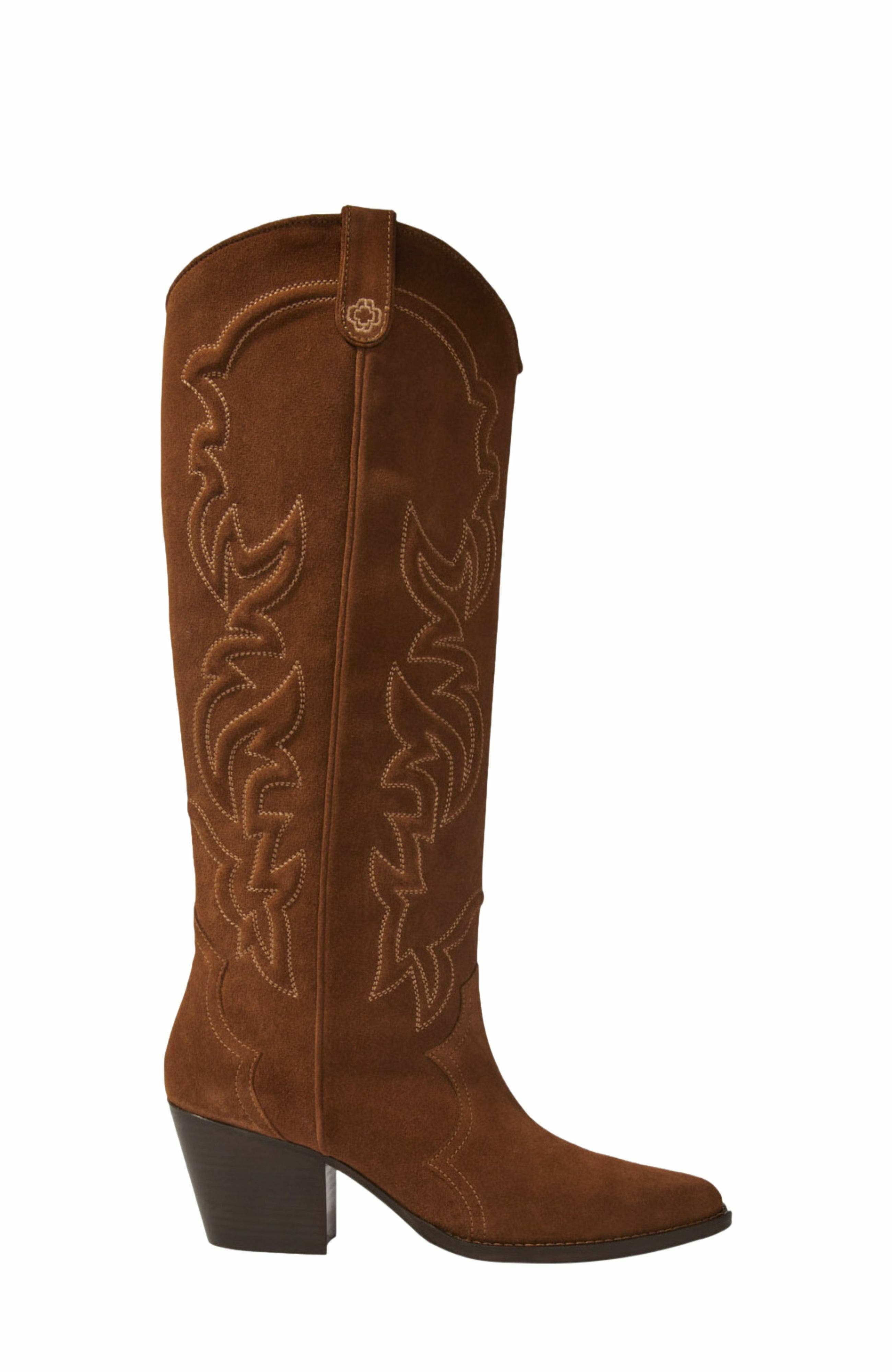 maje Suede cowboy boots, Alternate, color, 