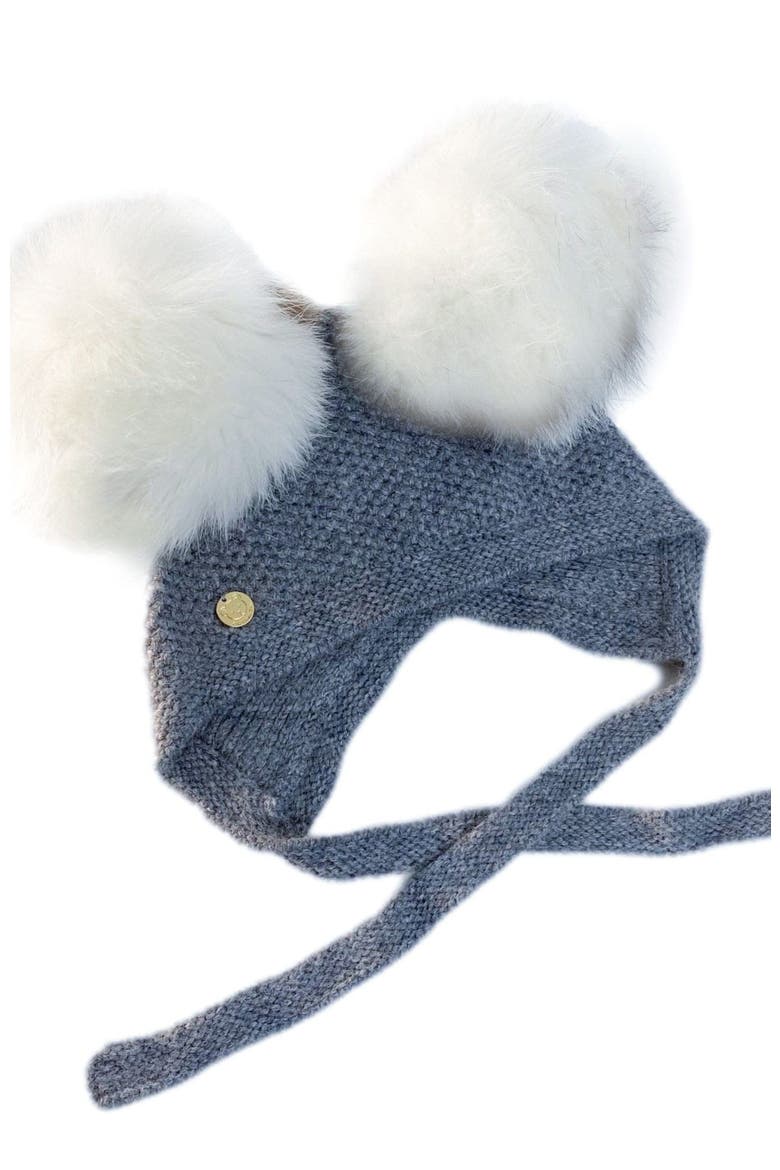Honeycomb Grey Faux Fur Bonnet, Main, color, Grey