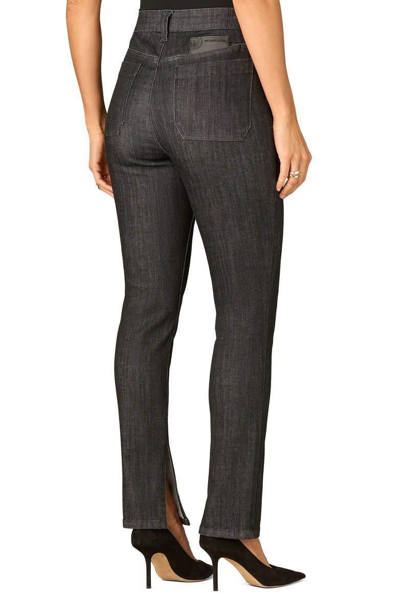 Side Slit High Waist Cigarette Jeans, Alternate, color, BLACK