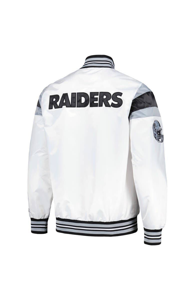 STARTER Men's Starter White Las Vegas Raiders Satin Full-Snap Varsity Jacket, Alternate, color, 