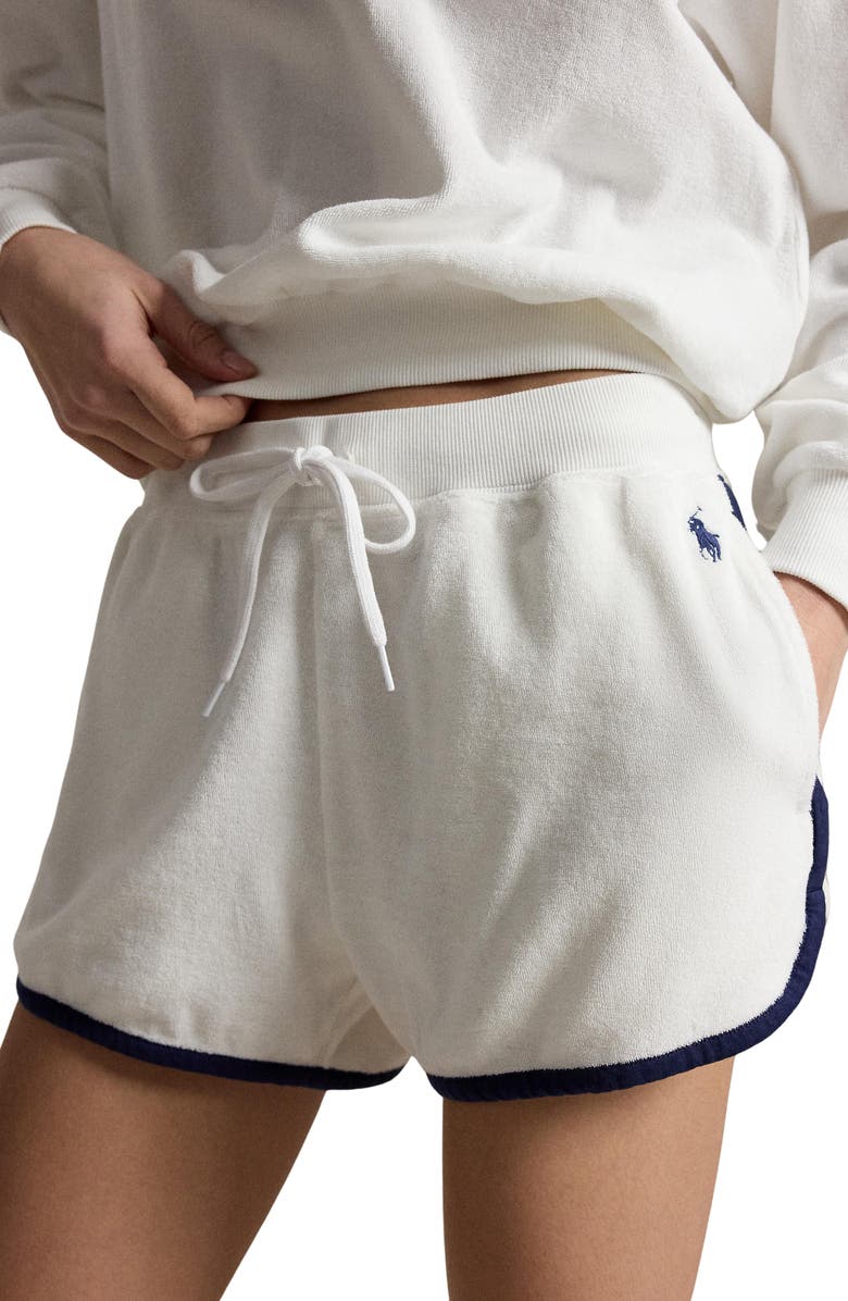Polo Ralph Lauren Cotton Blend French Terry Drawstring Shorts, Alternate, color, White
