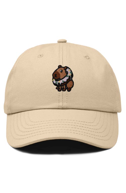 Dalix Capybara Donut Embroidered Cap In Khaki