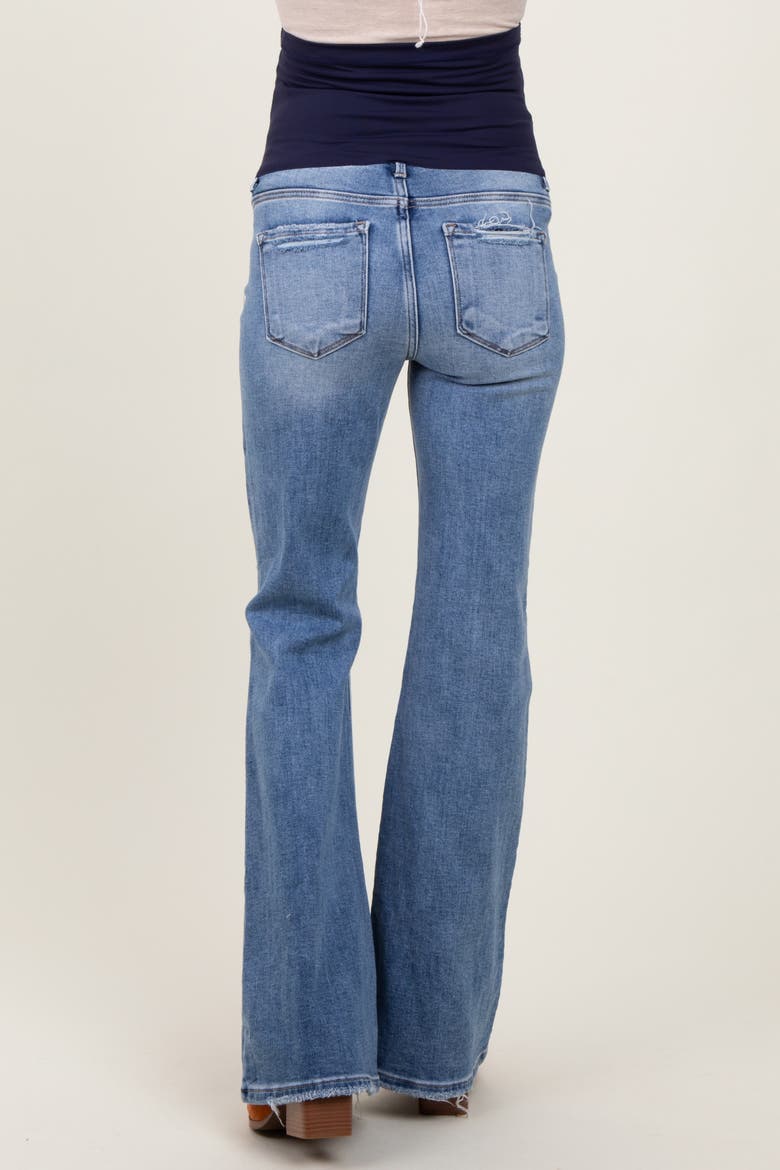 Distressed Knee Flare Maternity Jeans, Alternate, color, Blue