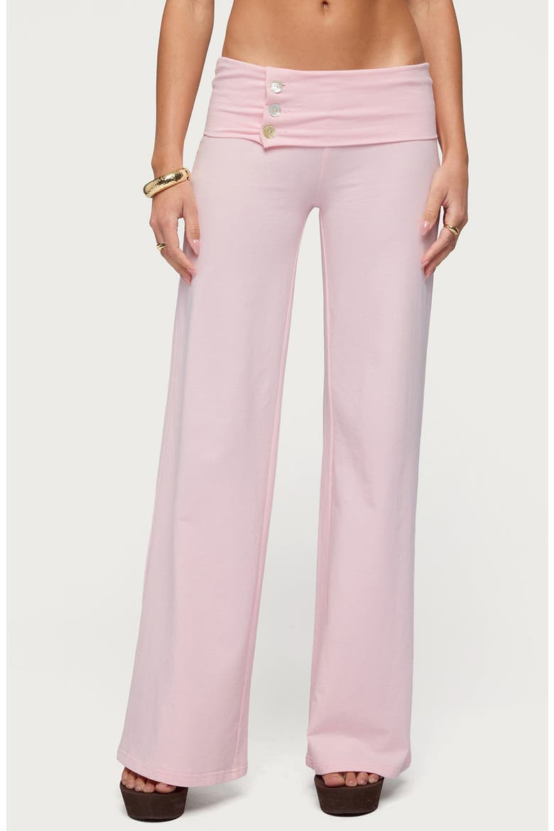 Poppy Wide Leg Button Foldover Pants, Main, color, PINK