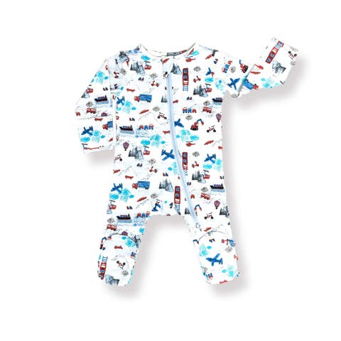 Organic Cotton Zip Footie in Space Bears