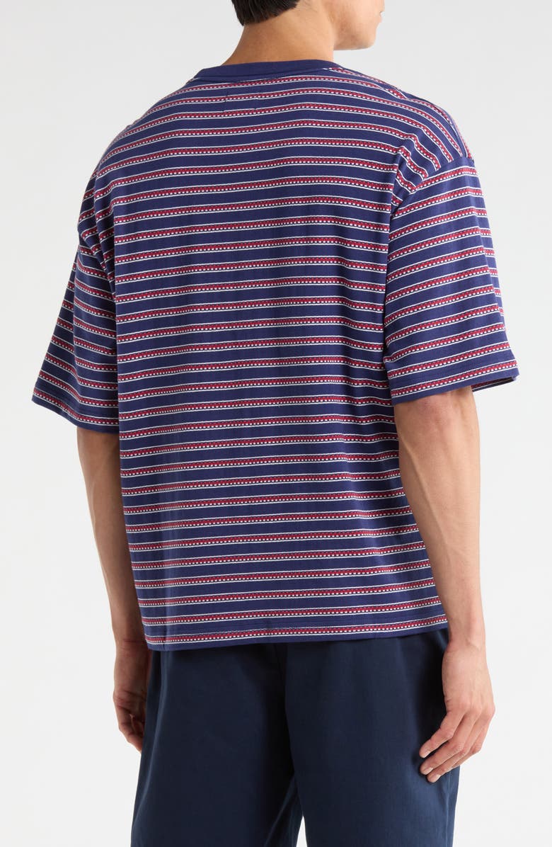 Brixton Poolside Stripe Boxy Cotton Piqué Cropped T-Shirt, Alternate, color, Washed Navy