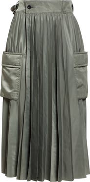 Sacai Pleated Cargo Midi Skirt | Nordstrom