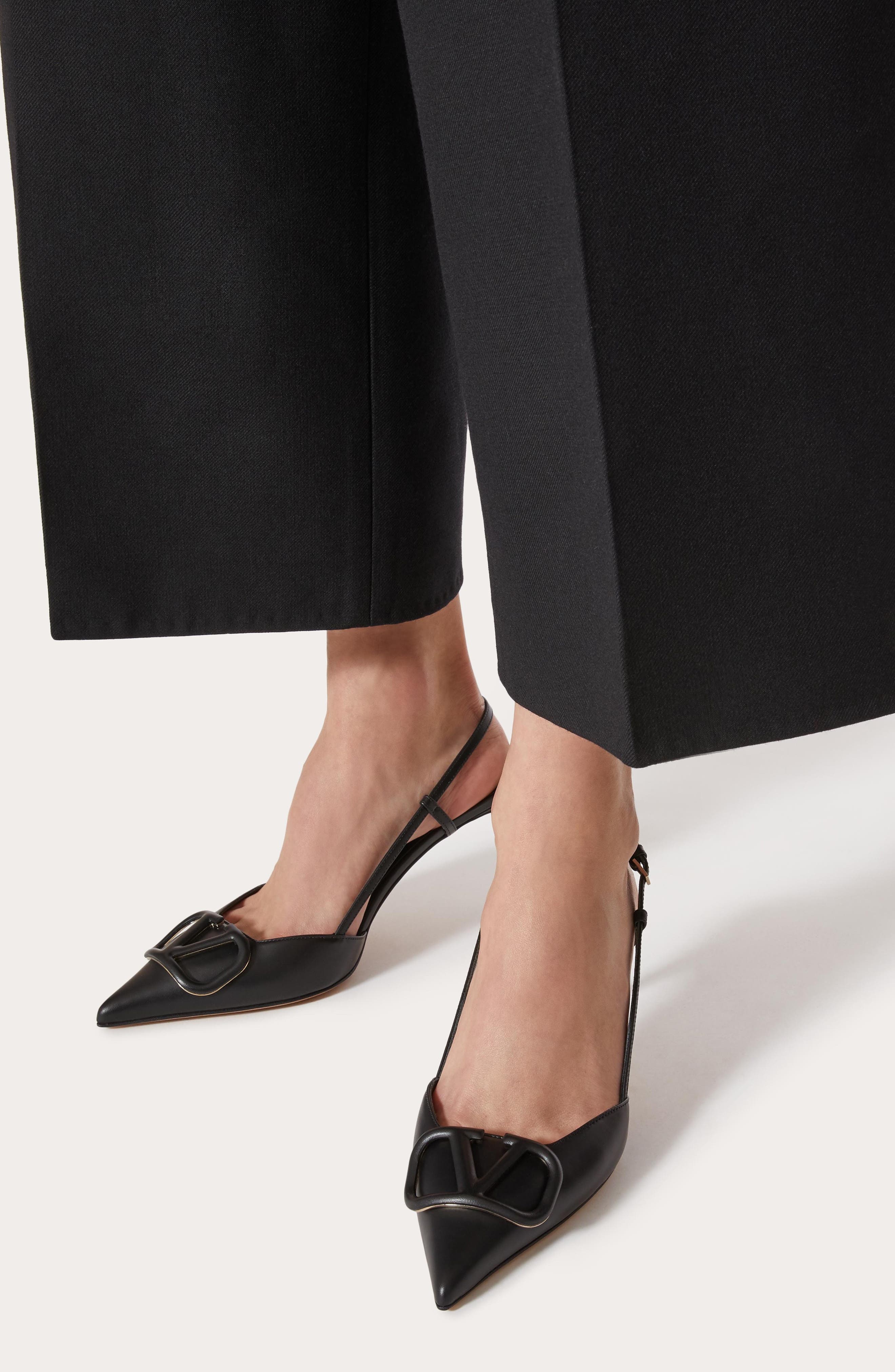 Valentino Garavani VLOGO Pointed Toe Slingback Pump, Alternate, color, Nero