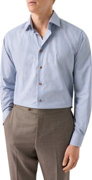 Eton Contemporary Fit Plaid Cotton Dress Shirt