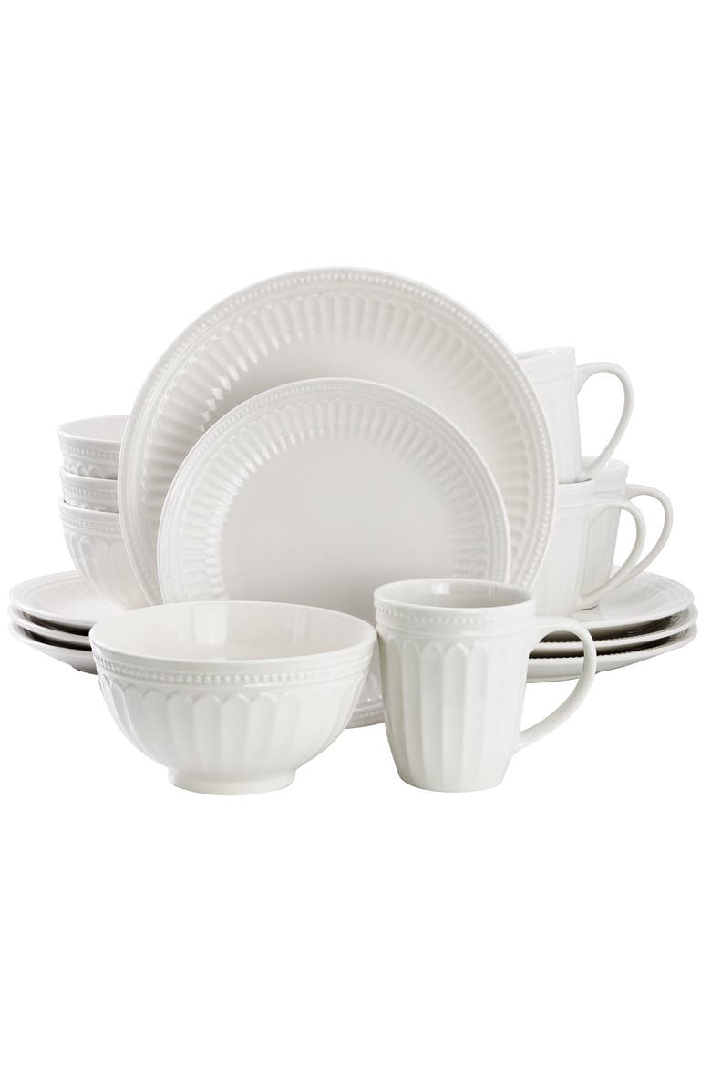 Hansel 16 Piece Stoneware Dinnerware Set in White, Main, color, White