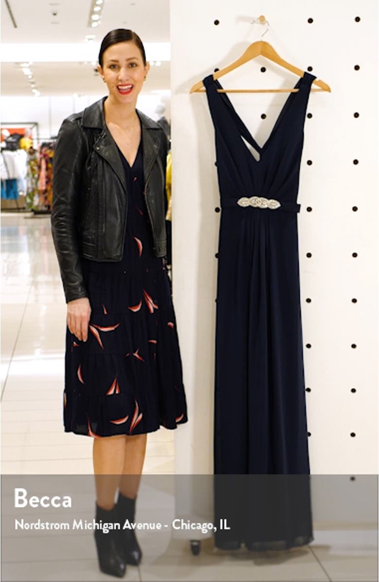 Jewel Belt Chiffon A-Line Gown, sales video thumbnail