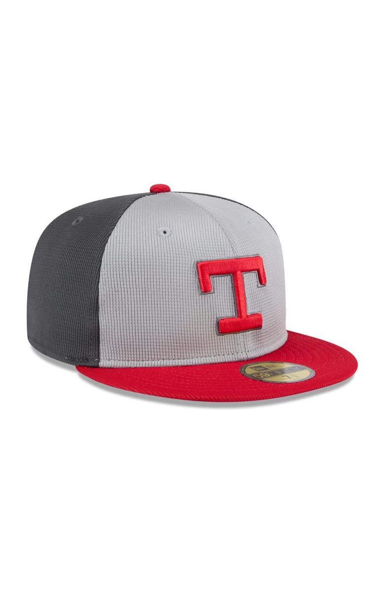 New Era Men's New Era  Gray/Red Texas Rangers 2025 Batting Practice 59FIFTY Fitted Hat, Alternate, color, 