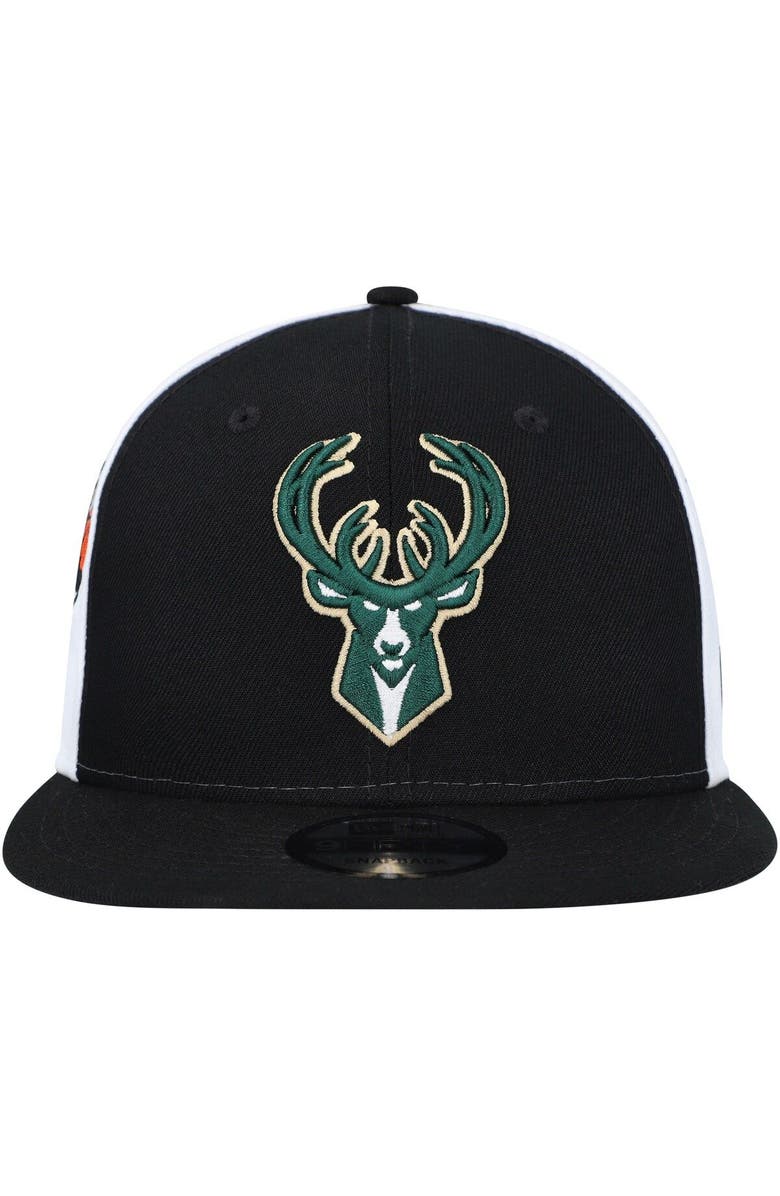 New Era Men's New Era Black Milwaukee Bucks Pop Panels 9FIFTY Snapback Hat, Alternate, color, 