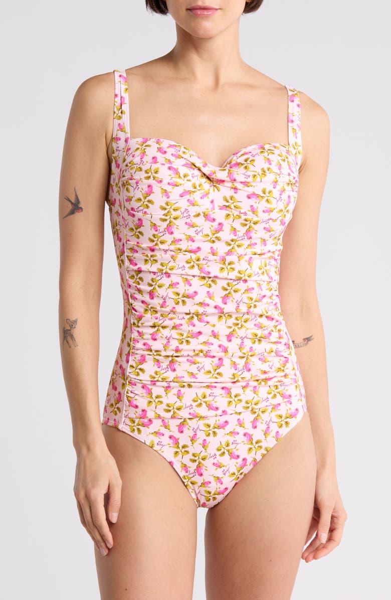 Betsey Johnson Bandeau One-Piece Swimsuit, Main, color, 