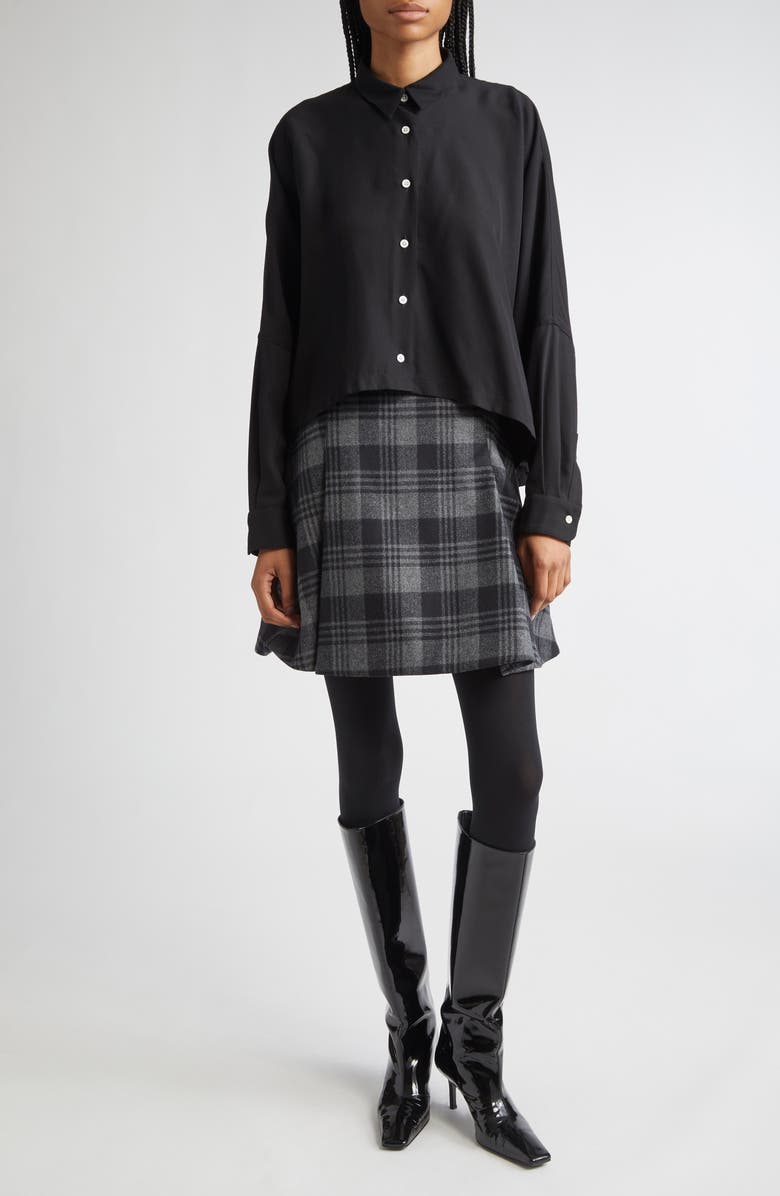 Proenza Schouler Zad Classic Twill Button-Up Top, Alternate, color, Black