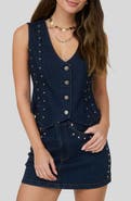 Blu Pepper Studded Button Front Vest