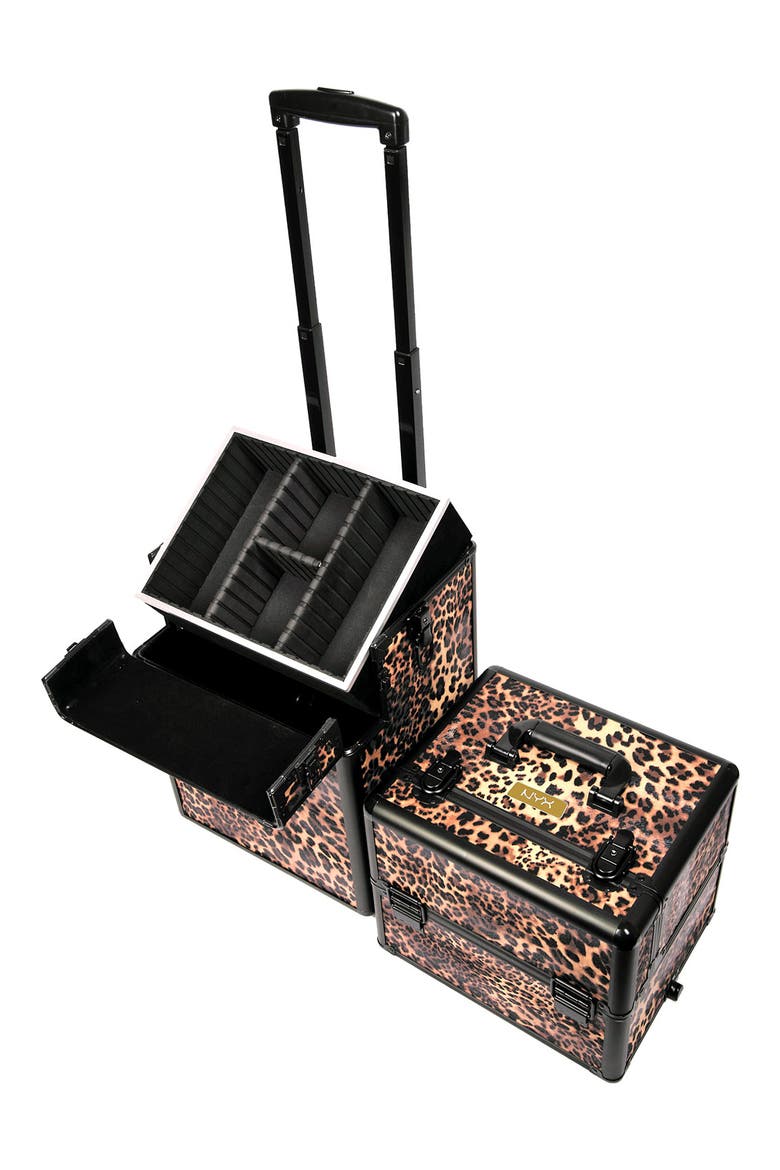 NYX Leopard Cosmetics Train Case, Alternate, color, LEOPARD