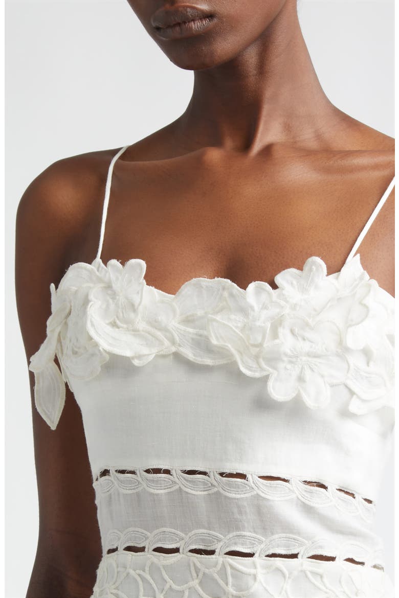 Reola Floral Appliqué Eyelet Ramie Minidress, Alternate, color, WHITE