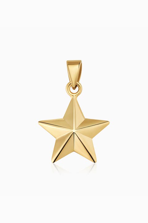 14K Gold Street Star Pendant Charm