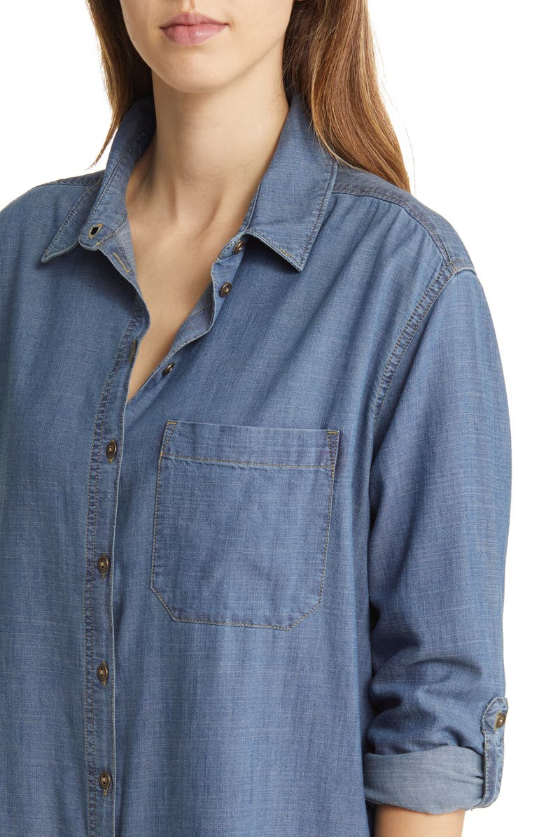 Caslon<sup>®</sup> Long Sleeve Chambray Shirtdress, Alternate, color,