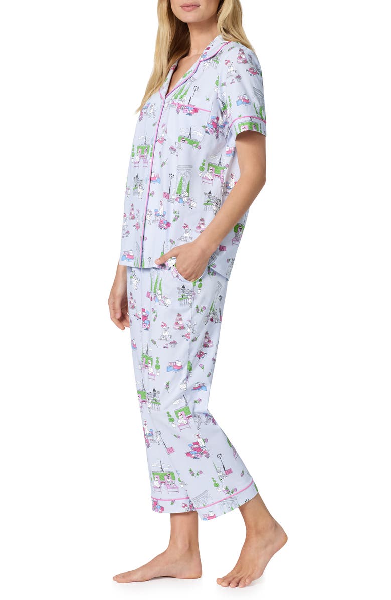 BedHead Pajamas Print Stretch Cotton Jersey Crop Pajamas, Alternate, color, Belle Vie