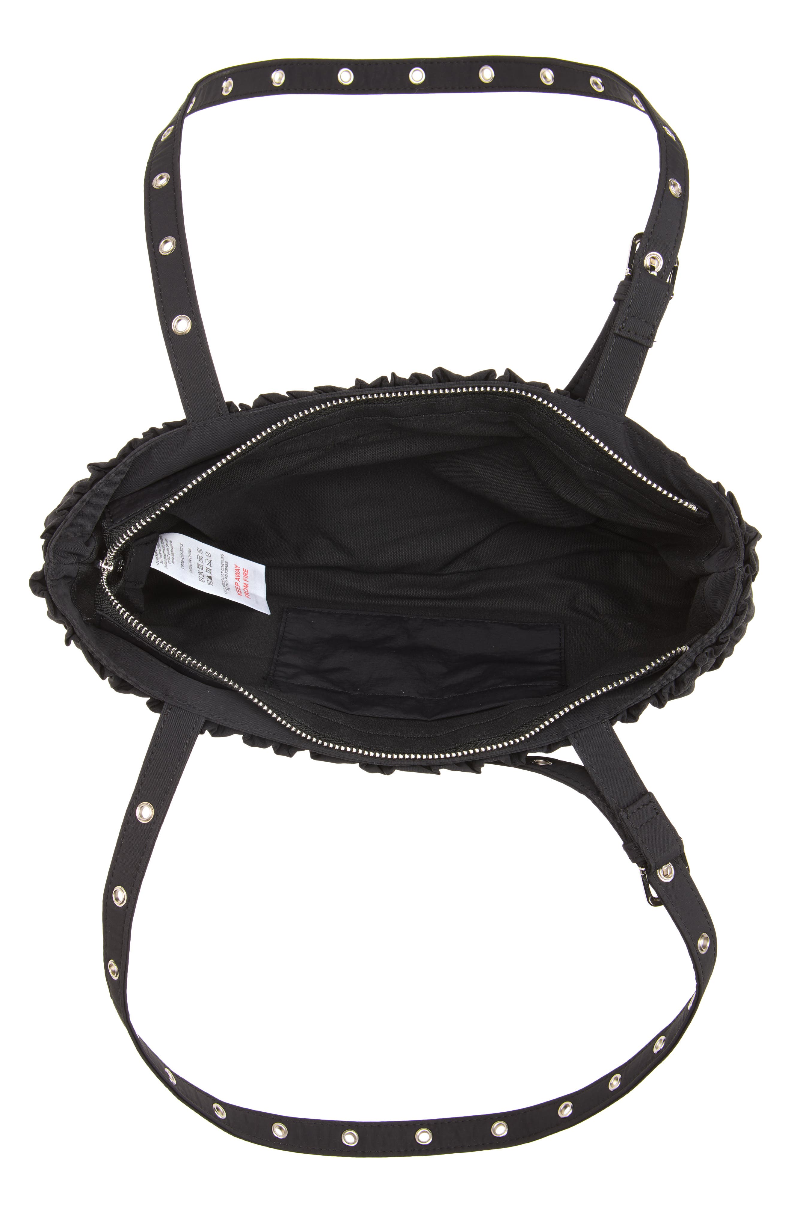 Sophia Ruffle Shoulder Bag, Alternate, color, BLACK