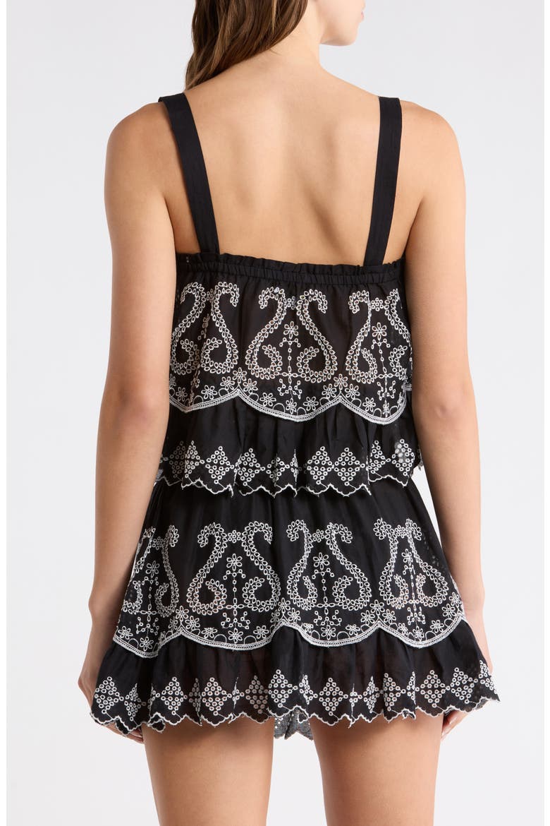 Leighton Crop Cotton Cover-Up Top, Alternate, color, BLACK / WHITE EYELET