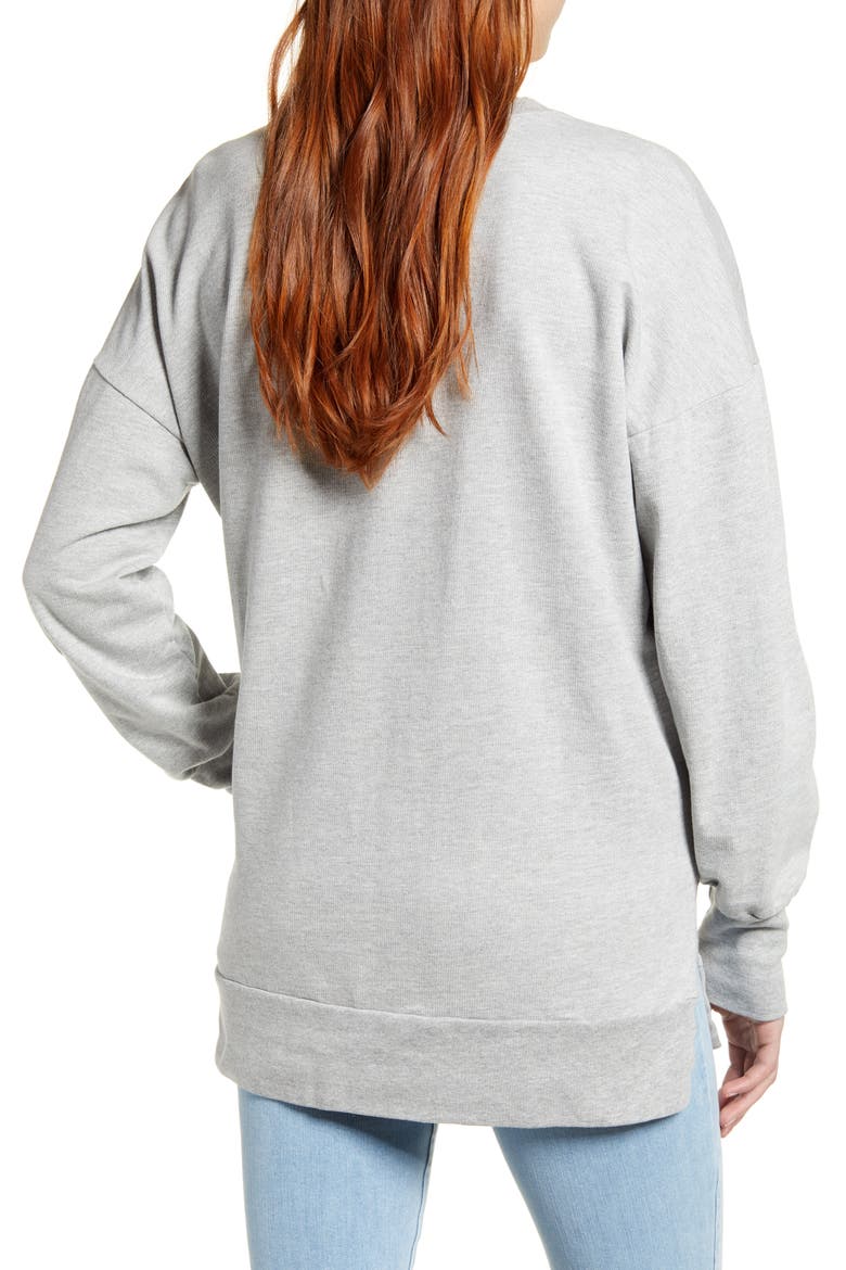 Side Slit Cotton Sweatshirt, Alternate, color, GREY HEATHER