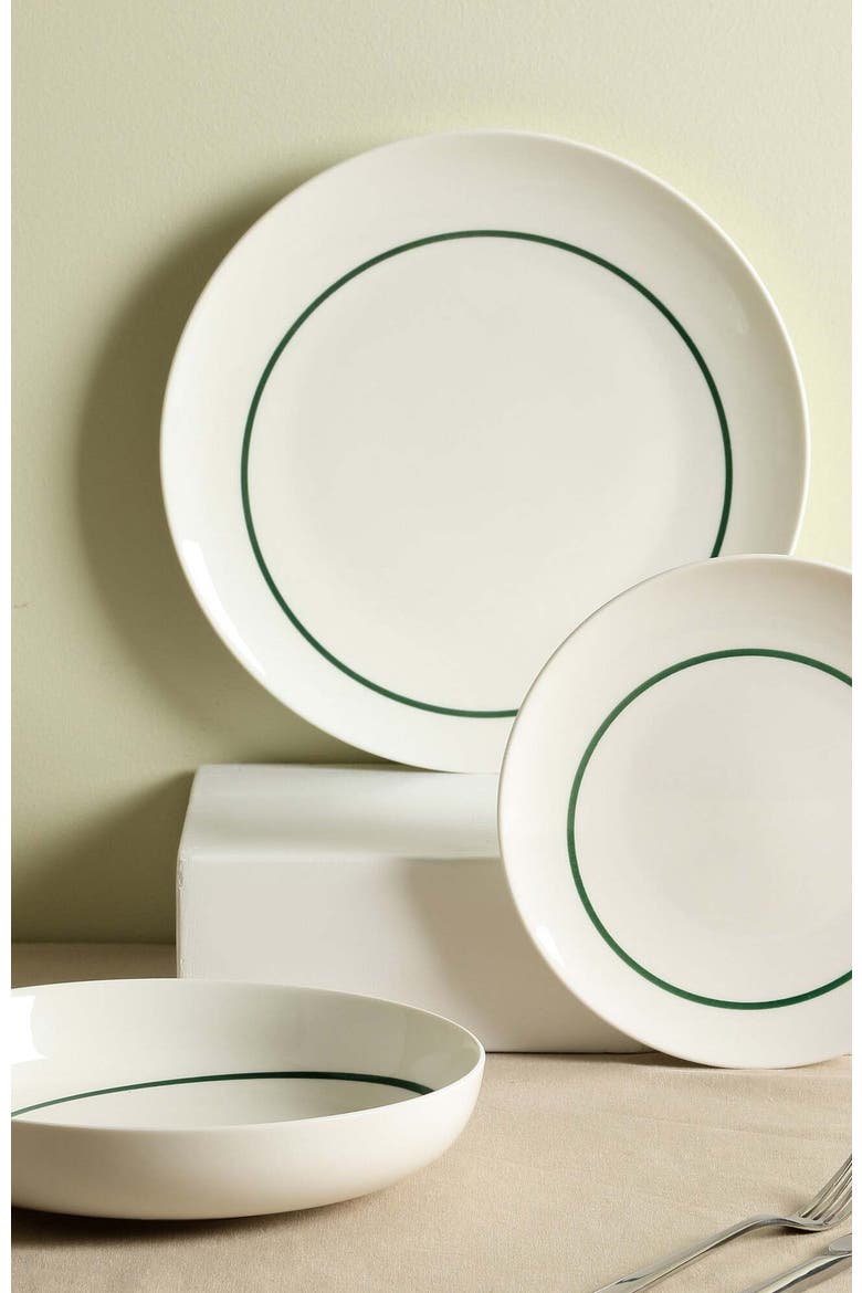 Luna Porcelain 12-Piece Dinnerware Set, Alternate, color, Green