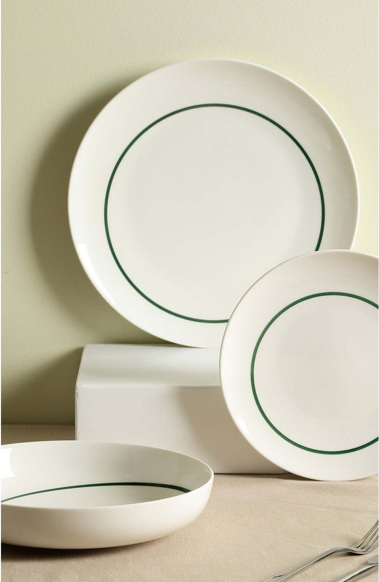 Stone Lain Luna Porcelain 12-Piece Dinnerware Set, Alternate, color, Green
