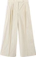 MANGO Stripe Pleate Straight Leg Pants