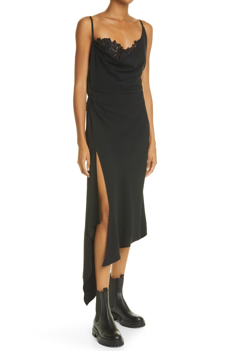 MONSE Draped Satin Crepe Slipdress, Alternate, color, 