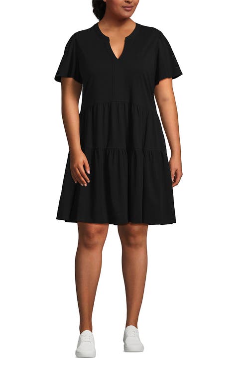 Plus Size Cotton Jersey Tiered Mini Dress