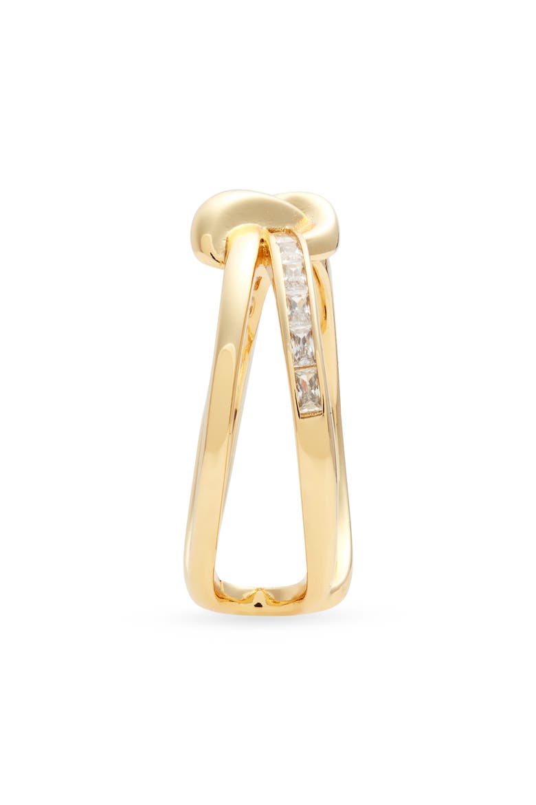 Cubic Zirconia Knot Open Ring, Alternate, color, CLEAR- GOLD