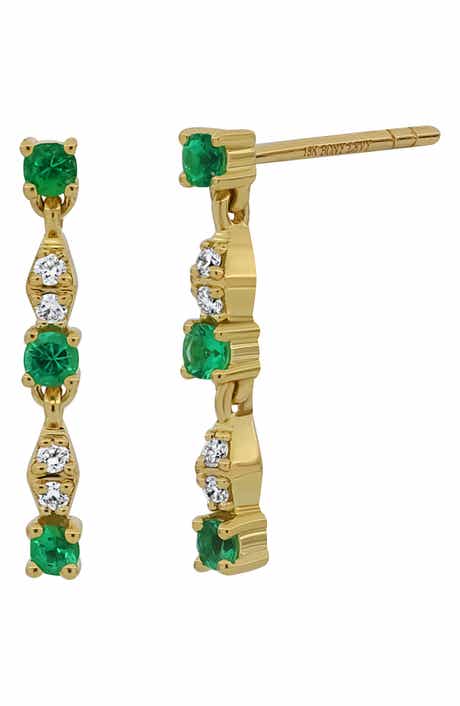 Bony Levy El Mar 18K Yellow Gold Emerald & Diamond Linear Drop Earrings