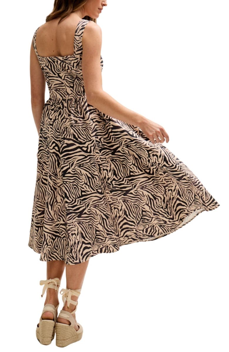 LILY AND LIONEL Hayley Corset Inspired Midi Dress, Alternate, color, Zebra Print