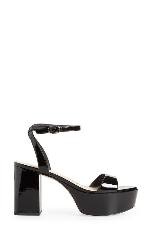 Stuart Weitzman Gala Mid Platform Sandal In Black Patent